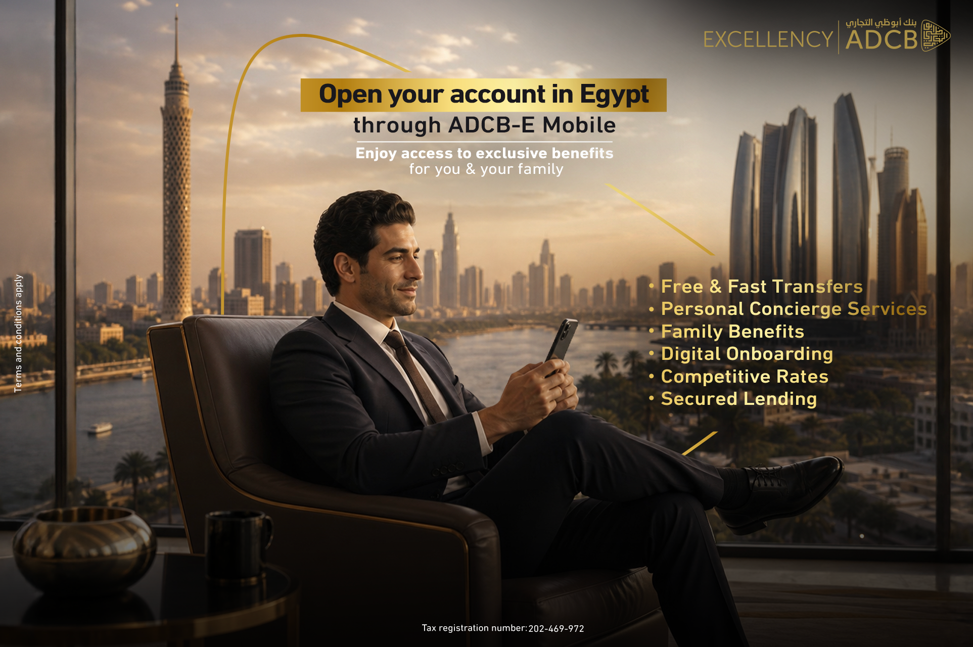 ADCB | Through the ADCB-E Mobile App, enjoy a seamless and premium banking experience designed for Egyptians living in the UAE.